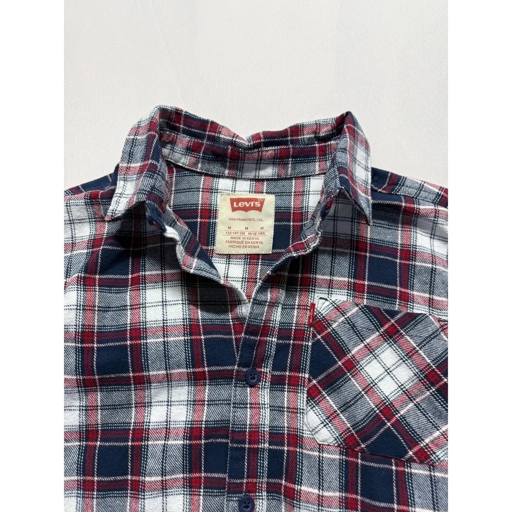 Levi's Flannel Shirt Boys‎ Medium (10-12) Multicolor Plaid Button Up Streetwear